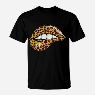 Funny Leopard Lips | Cool Women Mouth Cheetah Lipstick Gift T-Shirt | Crazezy UK