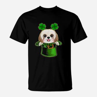 Funny Leprechaun Hat Shih Tzu Dog T-Shirt | Crazezy CA