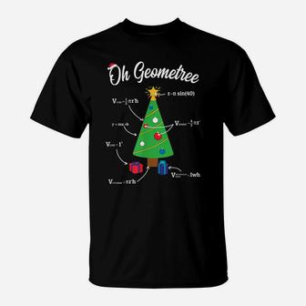 Funny Math Science Teacher Oh Geometree Christmas Tree T-Shirt | Crazezy CA