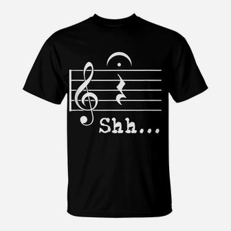 Funny Music Note Gifts Musician - Shh Quarter Rest Fermata T-Shirt | Crazezy
