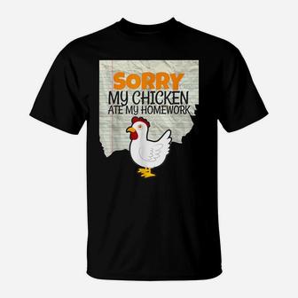 Funny My Chicken Ate My Homework Kids Teacher School T-Shirt | Crazezy
