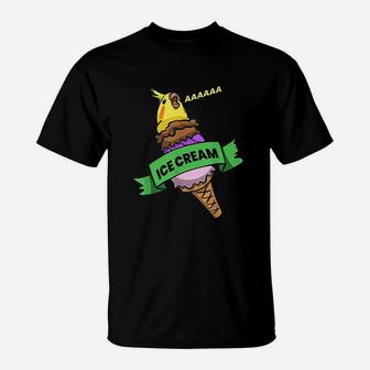 Funny Parrot Pet Doodle Scream Ice Cream Cockatiel T-Shirt | Crazezy AU