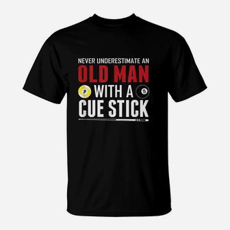 Funny Pool Billiards Player Old Man With Cue Stick T-Shirt | Crazezy CA