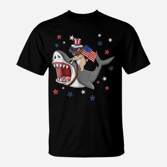 Funny Pug Shark 4Th Of July Dog Mom Dad Puppy Lover T-Shirt | Crazezy CA