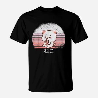 Funny Retro 90S Japanese Kawaii Neko Cat T-Shirt | Crazezy