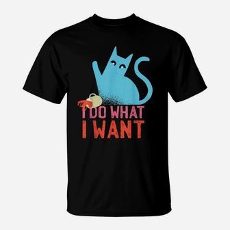 Funny Retro Rebel Cat I Do What I Want Cat Lovers T-Shirt | Crazezy