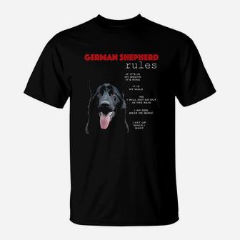 Funny Rules For The Owner Of A Black German Shepherd T-Shirt | Crazezy UK