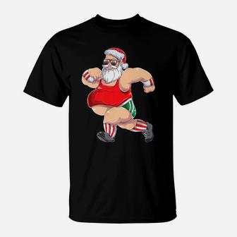 Funny Running Santa Christmas Gift Run Jogging Marathon T-Shirt | Crazezy DE