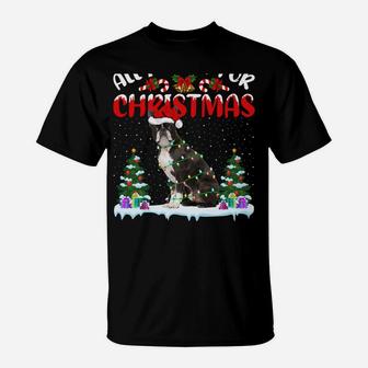 Funny Santa Hat All I Want For Christmas Is A Boston Terrier T-Shirt | Crazezy