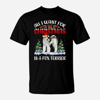 Funny Santa Hat All I Want For Christmas Is A Fox Terrier T-Shirt | Crazezy AU