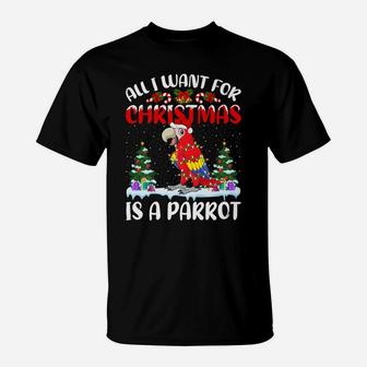 Funny Santa Hat All I Want For Christmas Is A Parrot T-Shirt | Crazezy