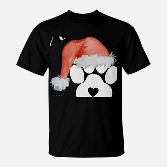 Funny Santa Hat Dog Cat Paw Print Tshirt Christmas Clothes Sweatshirt T-Shirt | Crazezy DE