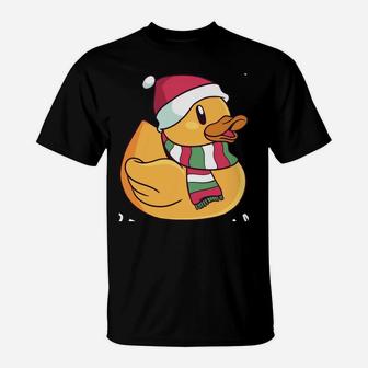 Funny Santa Hat Rubber Duck Christmas Pun Sweatshirt T-Shirt | Crazezy