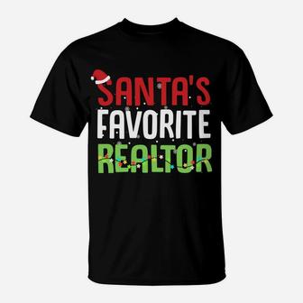 Funny Santa's Favorite Realtor Estate Agent Christmas Gift T-Shirt | Crazezy
