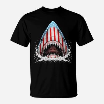 Funny Shark American Flag Jawsome 4Th Of July Boys T-Shirt - Monsterry CA