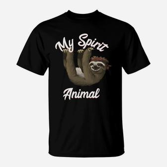 Funny Sloth My Spirit Animal Happy Lazy Sloths Lovers Gift T-Shirt | Crazezy