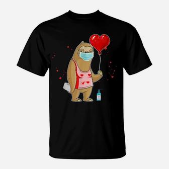 Funny Sloth Valentines Day For Girls Heart T-Shirt - Monsterry