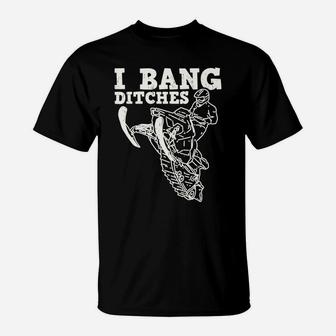 Funny Snowmobile Rider I Bang Ditches Snowmobiling Racer T-Shirt | Crazezy