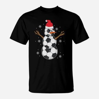 Funny Soccer Ball Snowman Sport Lover Gift Christmas Holiday T-Shirt | Crazezy UK