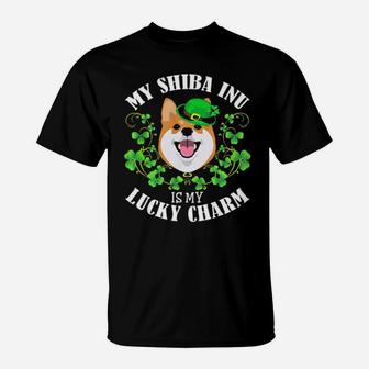 Funny St Patricks Day My Shiba Inu Is My Lucky Charm T-Shirt - Monsterry