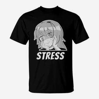 Funny Stress And Anxious Expression Face Girl Manga Meme T-Shirt - Monsterry UK