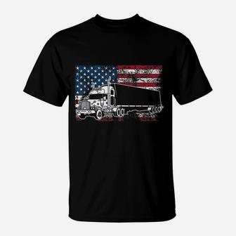 Funny Truck Driver American Flag 4Th Of July Trucker Gift T-Shirt | Crazezy