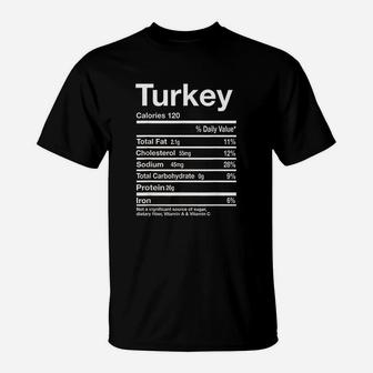 Funny Turkey Nutrition Facts Thanksgiving Costume Matching T-Shirt | Crazezy UK