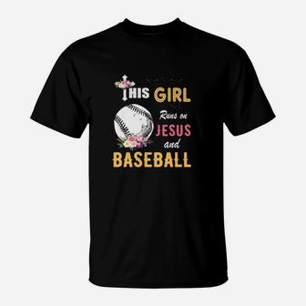 Funny Watercolor Girl Run On Jesus And Baseball T-Shirt - Monsterry DE