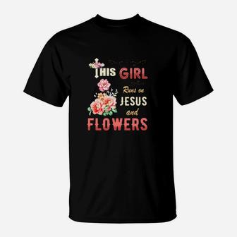 Funny Watercolor Girl Run On Jesus And Flowers T-Shirt - Monsterry DE