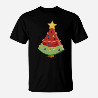 Funny Watermelon Christmas Tree With Lights Xmas Sweatshirt T-Shirt | Crazezy UK