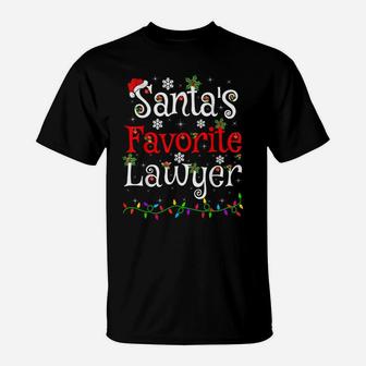 Funny Xmas Lighting Santa's Favorite Lawyer Christmas T-Shirt | Crazezy