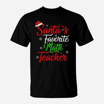 Funny Xmas Santa's Favorite Math Teacher Christmas Sweatshirt T-Shirt | Crazezy