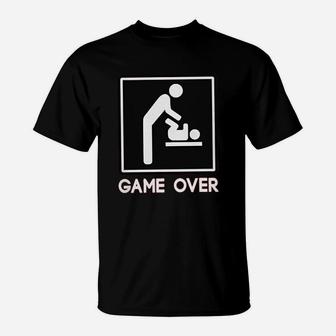 Game Over New Dad Baby Parent T-Shirt | Crazezy