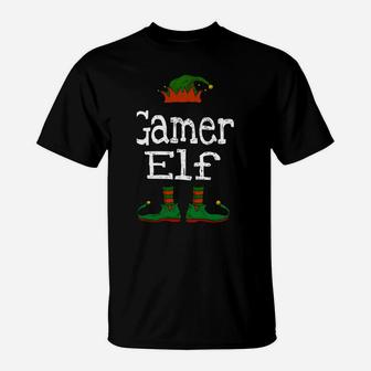 Gamer Elf Christmas Pajama Gaming Boys Girls Kids Teens Gift T-Shirt | Crazezy DE