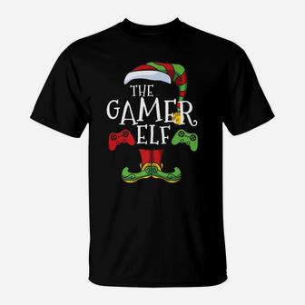 Gamer Elf Family Matching Christmas Group Funny Gift Pajama T-Shirt | Crazezy