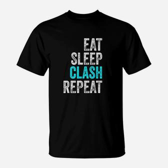 Gaming Clan Eat Sleep Clash Repeat Clans Vintage T-Shirt | Crazezy