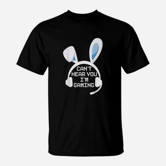 Gaming Easter Gamer Bunny Ears Headset T-Shirt | Crazezy