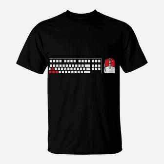 Gaming Pc Keyboard Mouse Christmas Gift Gamer Heartbeat T-Shirt | Crazezy CA