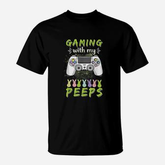 Gaming With My Easter Peeps Funny Gaming Bunny T-Shirt | Crazezy UK