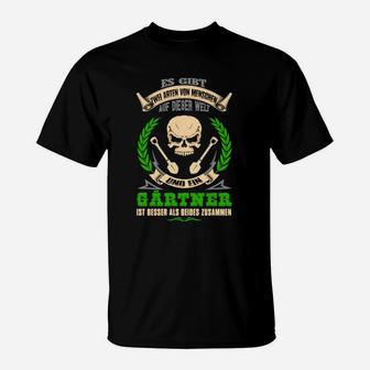 Gärtner Motiv T-Shirt Wichtiger als Garten? mit Totenkopf-Design, Lustiges Gärtner-Shirt - Seseable