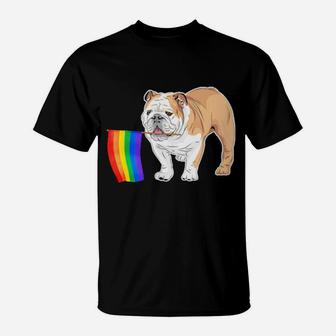 Gay Lgbt Pride Flag English Bulldog For Dogs Owners T-Shirt - Monsterry AU