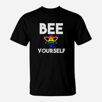 Gay Pride Bee Yourself Coming Out Lgbtq Rainbow Cute T-Shirt - Monsterry DE