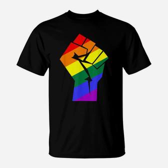Gay Pride Lgbtq Rainbow Flag Resist Fist Gay Rights Equality T-Shirt - Monsterry AU