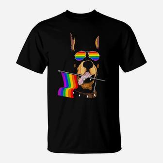 Gay Pride Rainbow Flag Doberman Lgbt Pride Gifts T-Shirt - Monsterry AU