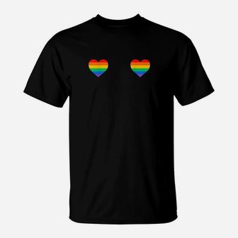 Gay Pride Rainbow Heart Bobs Lgbtq T-Shirt | Crazezy