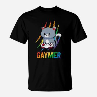 Gaymer Lgbt Cat Pride Shirt Rainbow Video Game Lovers Gift T-Shirt | Crazezy