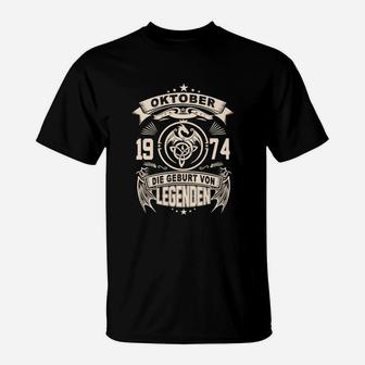 Geburt von Legenden 1974 Oktober Herren T-Shirt, Retro Geburtstagsdesign - Seseable