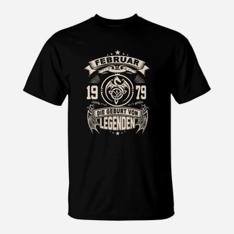 Geburt von Legenden Februar 1979 Schwarz T-Shirt, Vintage Design - Seseable