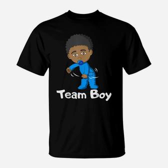 Gender Reveal Party Team Boy Cute Flossing Black Baby Floss T-Shirt | Crazezy
