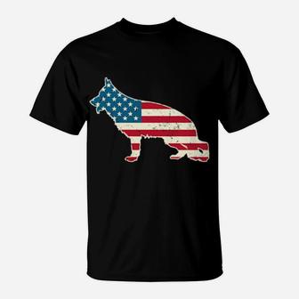 German Shepherd 4Th Of July Dog Usa American Flag T-Shirt - Monsterry